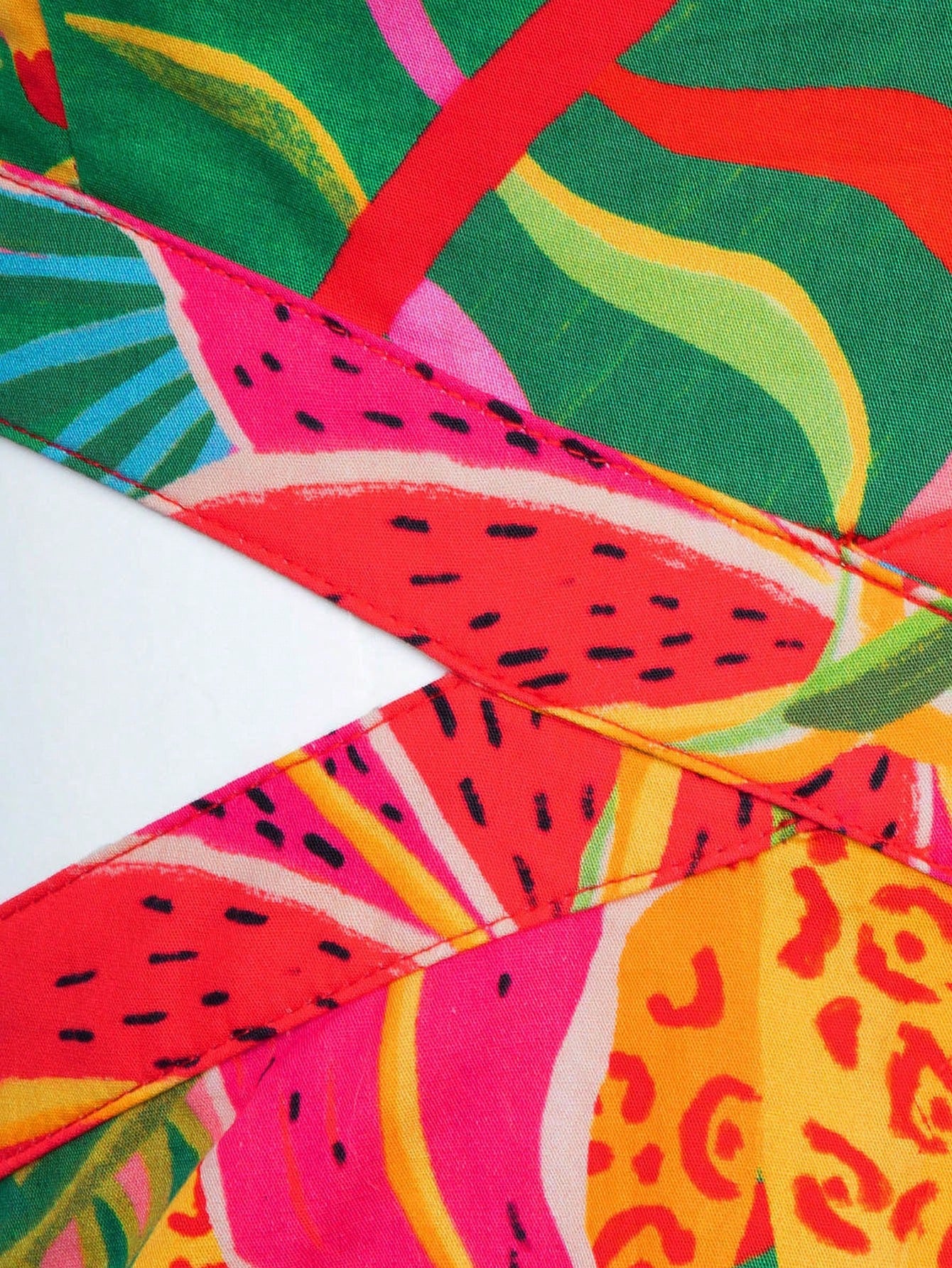 Travachic Estampa Tropical Cintura Cut Out Bainha Com Babado Vestido