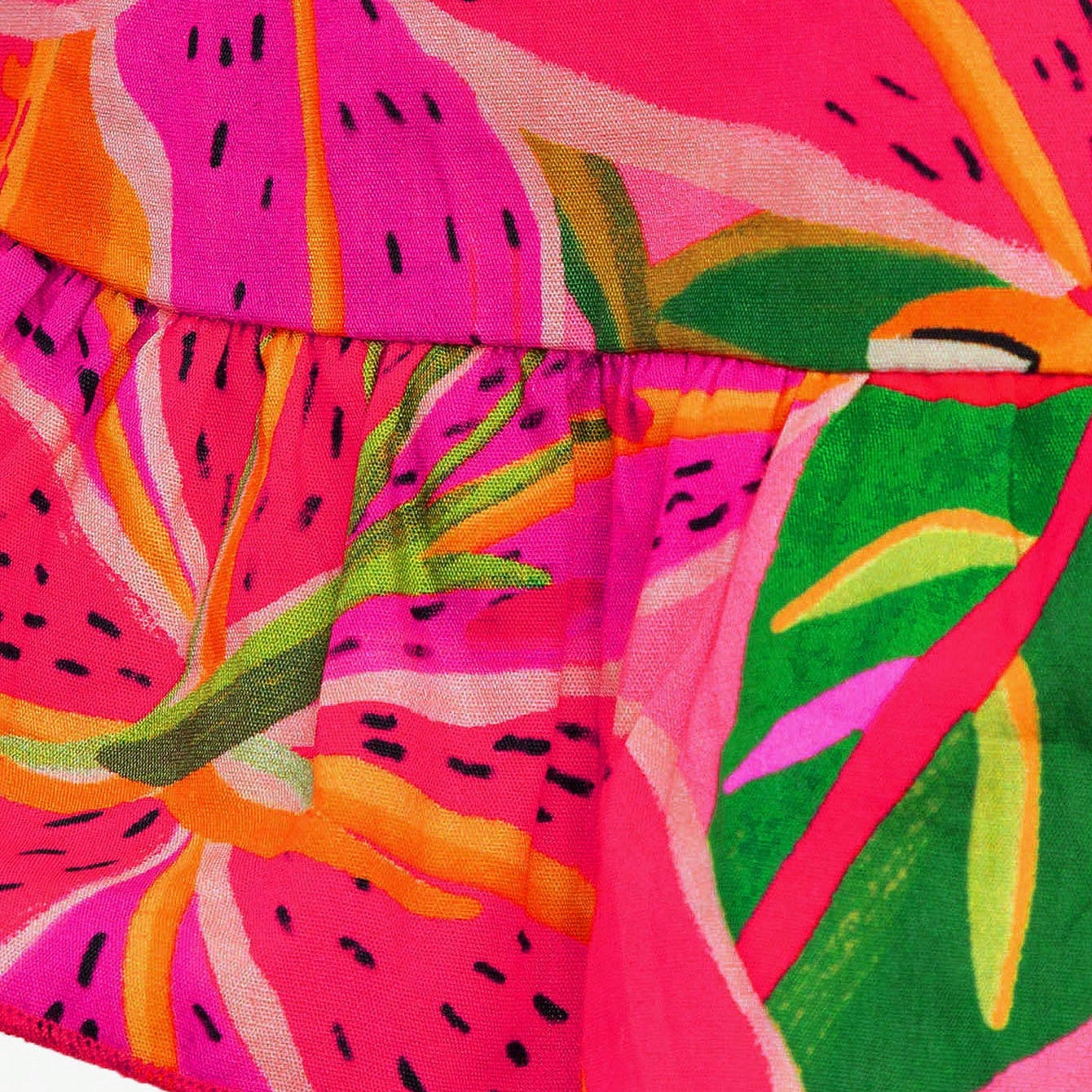 Travachic Estampa Tropical Cintura Cut Out Bainha Com Babado Vestido