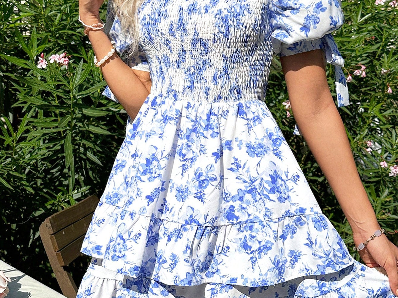 Florisole Bohemian Style Vacation Embroidered Multi-Layer Patchwork Dress For Women