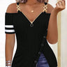 EMERY ROSE Women's Cold Shoulder T-Shirt With Metal Chain Decoration