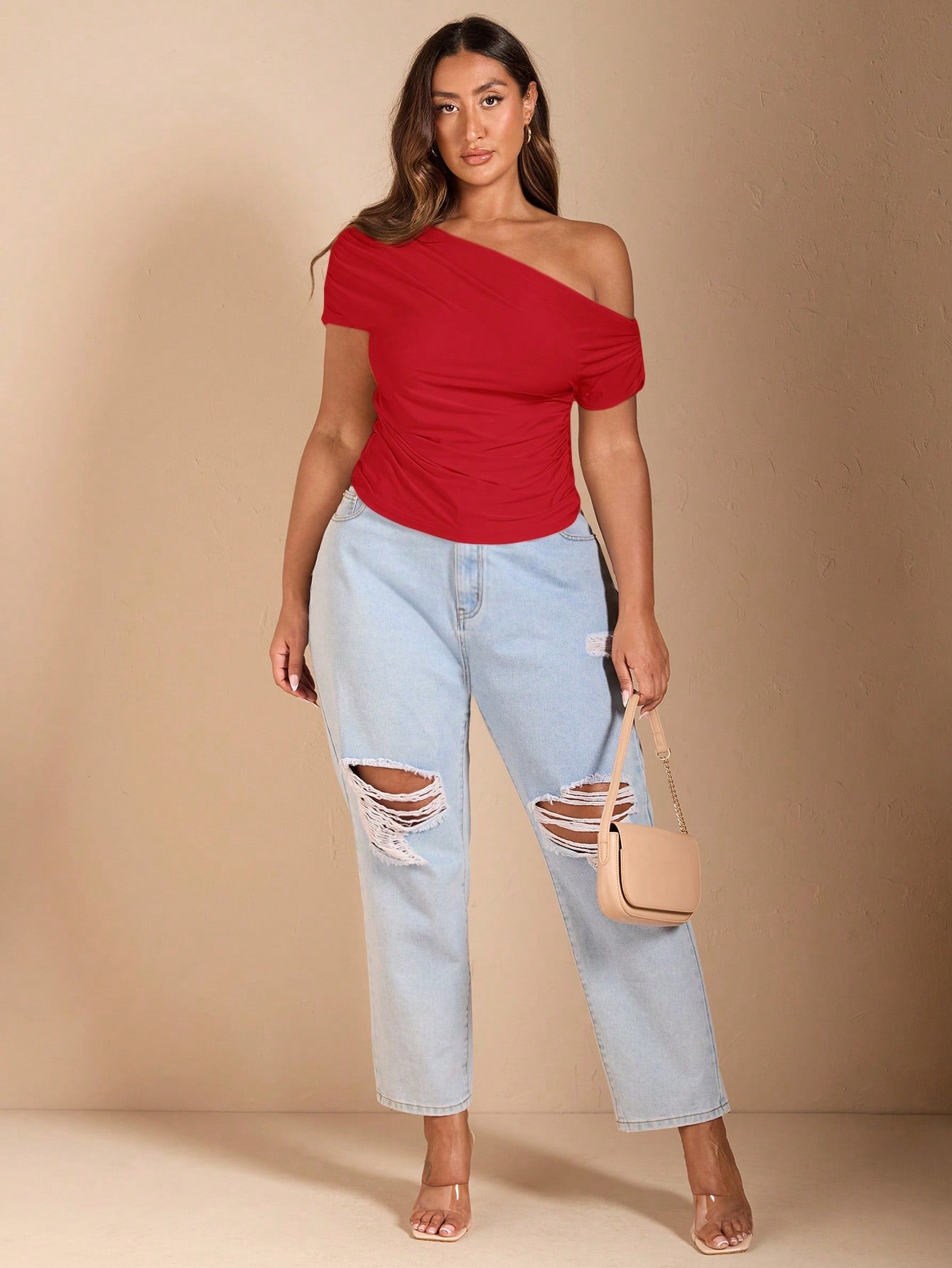 BAE Plus Size Women's Off-Shoulder Black Short Sleeve T-Shirt