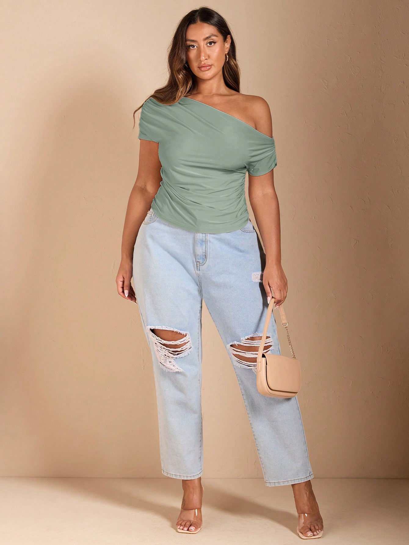 BAE Plus Size Women's Off-Shoulder Black Short Sleeve T-Shirt