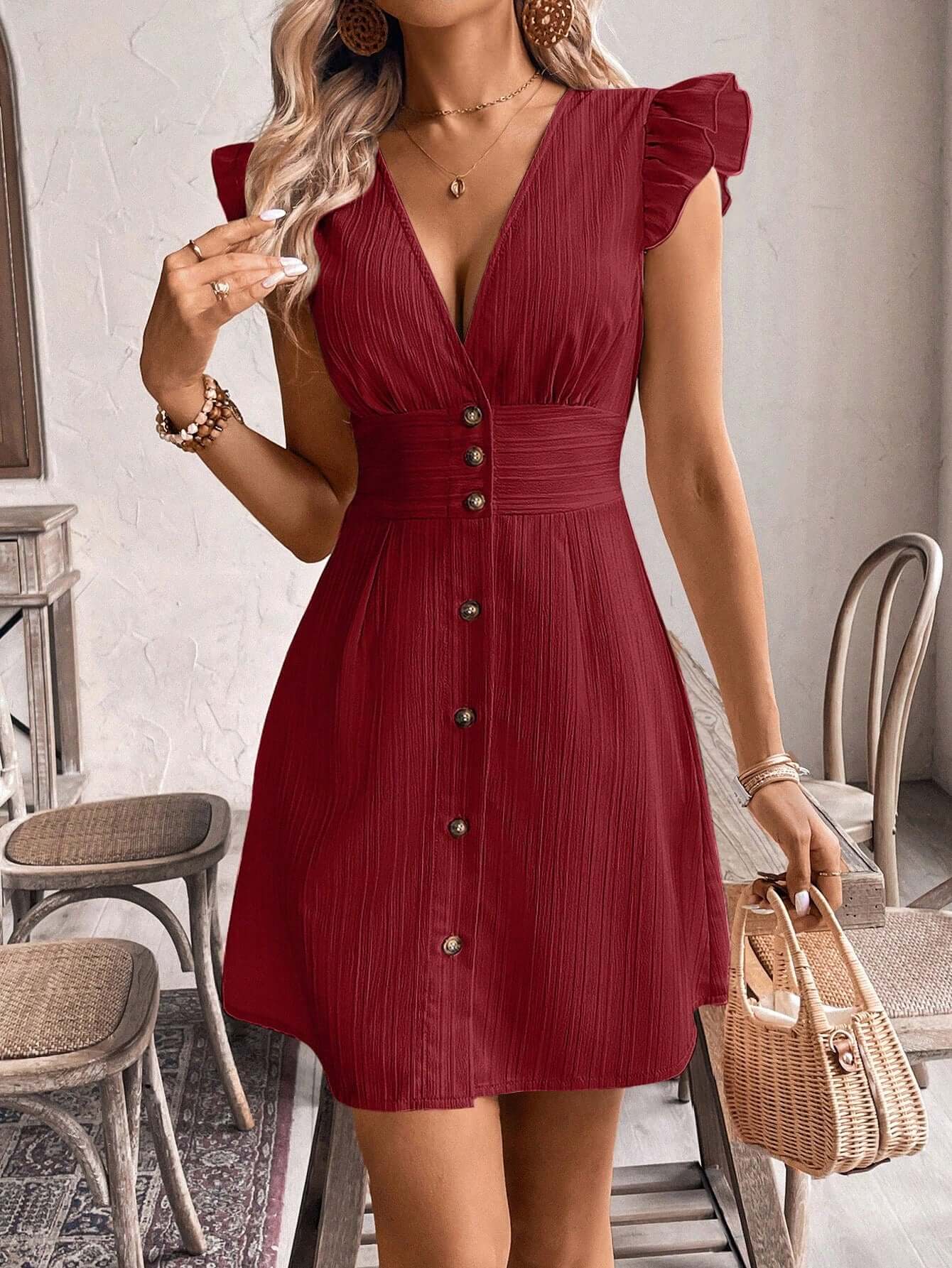 Florisole Bohemian Style Vacation Embroidered Multi-Layer Patchwork Dress For Women