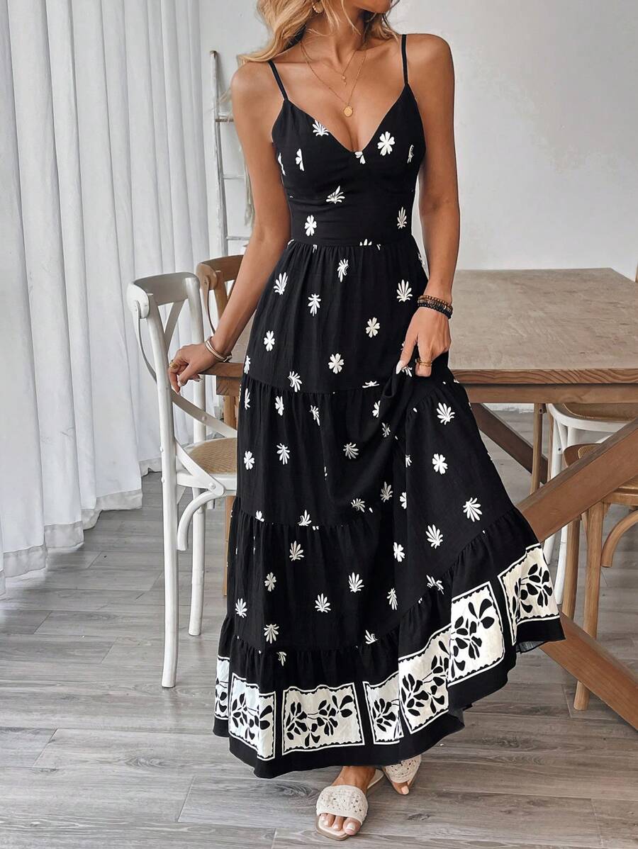 Florisole Bohemian Style Vacation Embroidered Multi-Layer Patchwork Dress For Women