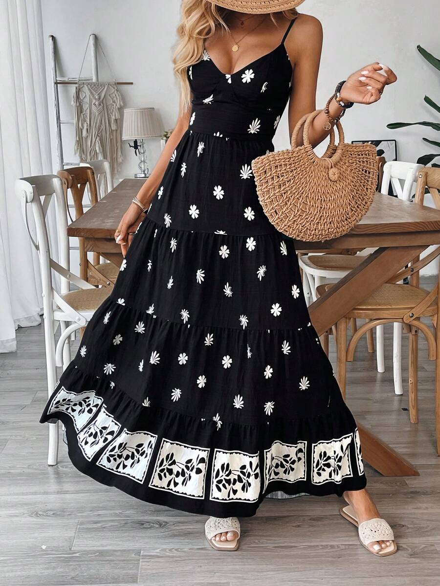 Florisole Bohemian Style Vacation Embroidered Multi-Layer Patchwork Dress For Women