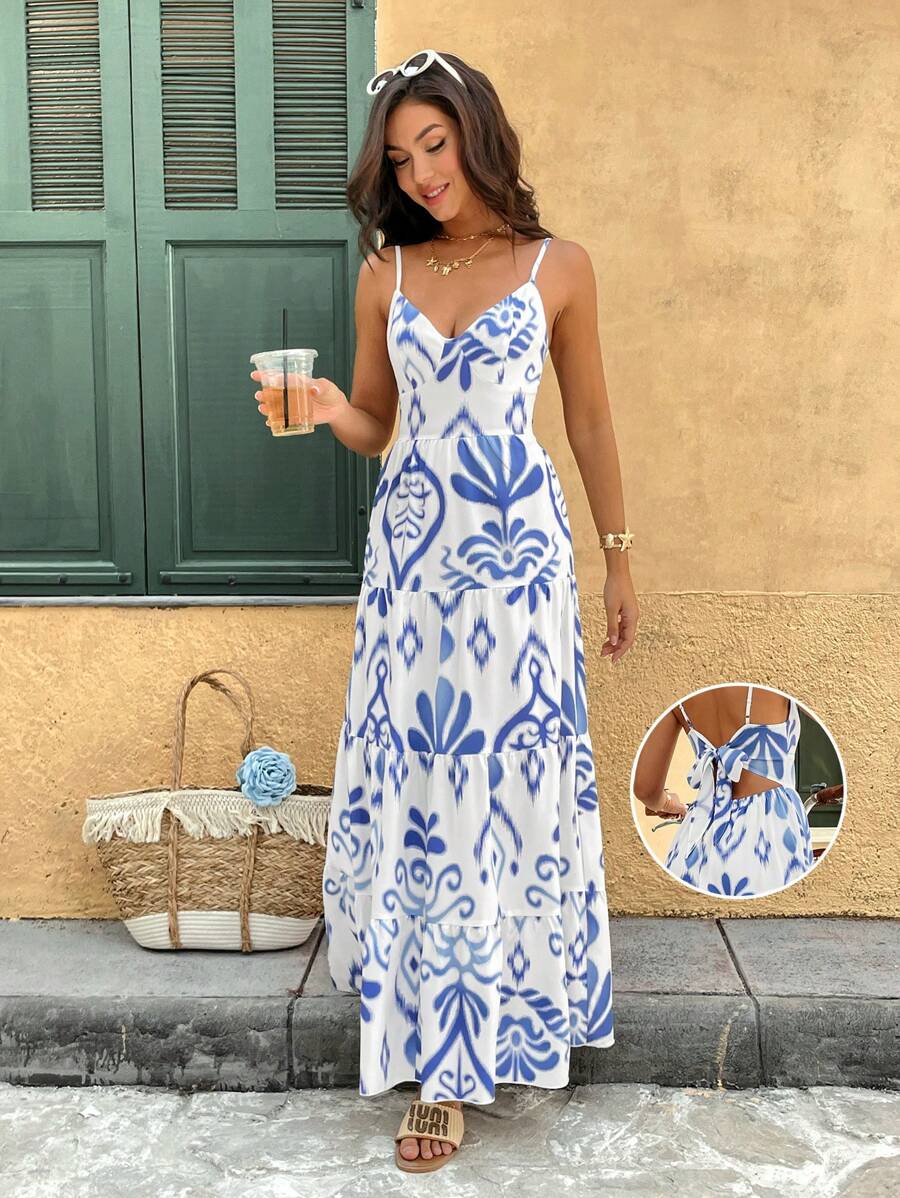 Florisole Bohemian Style Vacation Embroidered Multi-Layer Patchwork Dress For Women