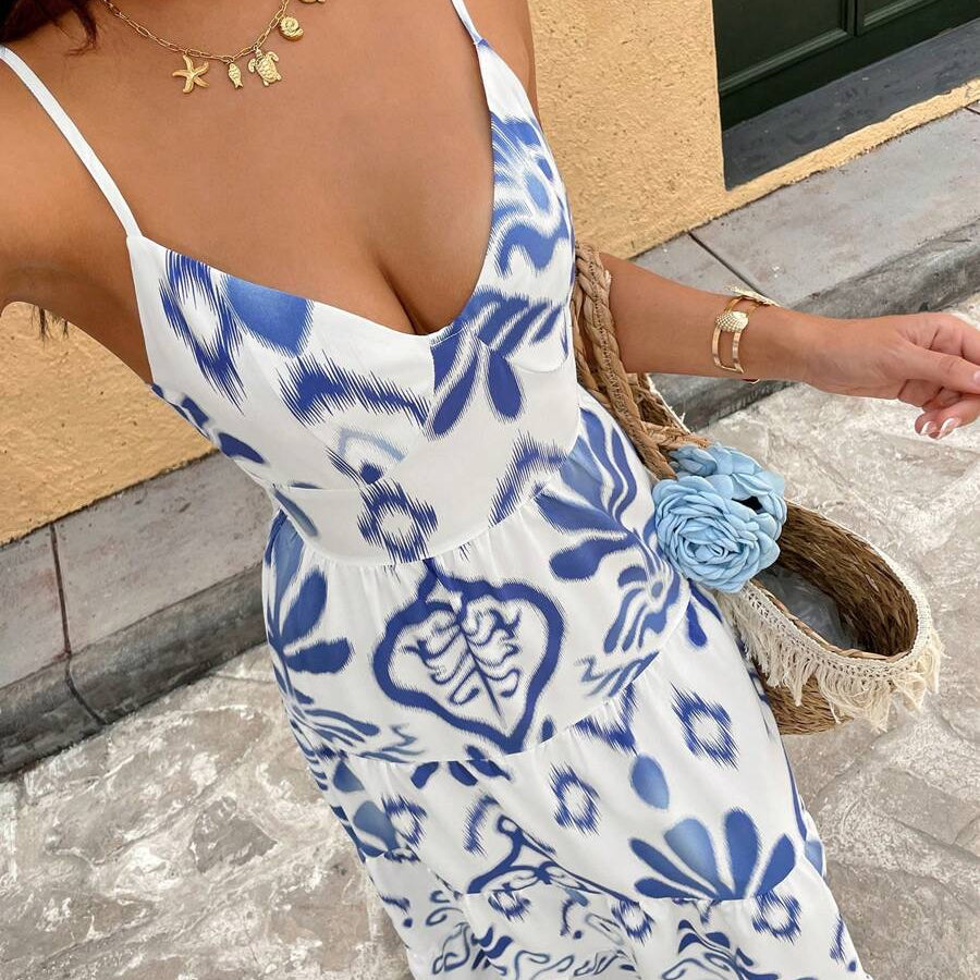 Florisole Bohemian Style Vacation Embroidered Multi-Layer Patchwork Dress For Women