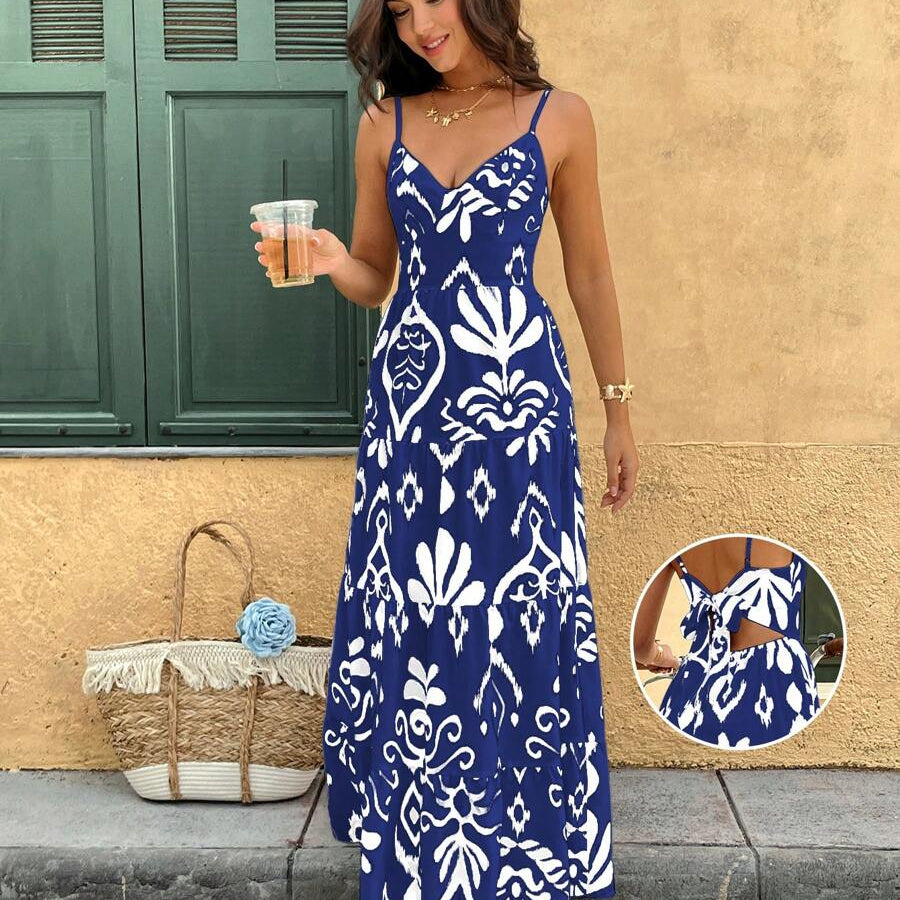 Florisole Bohemian Style Vacation Embroidered Multi-Layer Patchwork Dress For Women