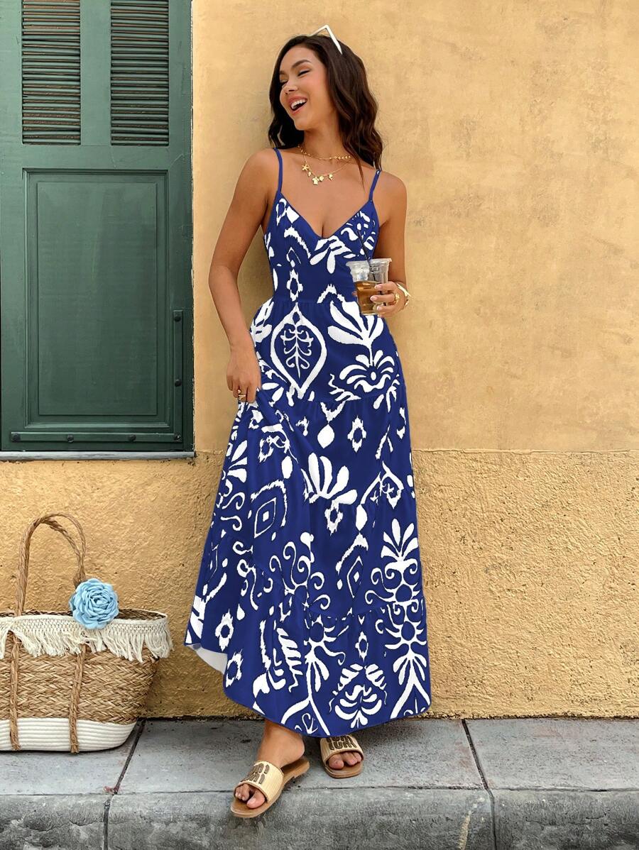 Florisole Bohemian Style Vacation Embroidered Multi-Layer Patchwork Dress For Women