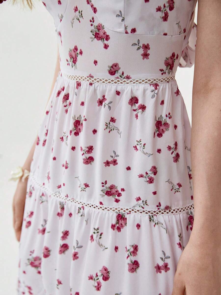 Florisole Bohemian Style Vacation Embroidered Multi-Layer Patchwork Dress For Women