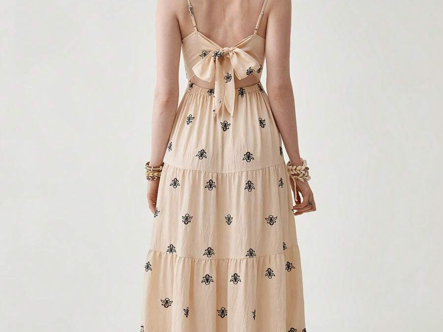 Florisole Bohemian Style Vacation Embroidered Multi-Layer Patchwork Dress For Women