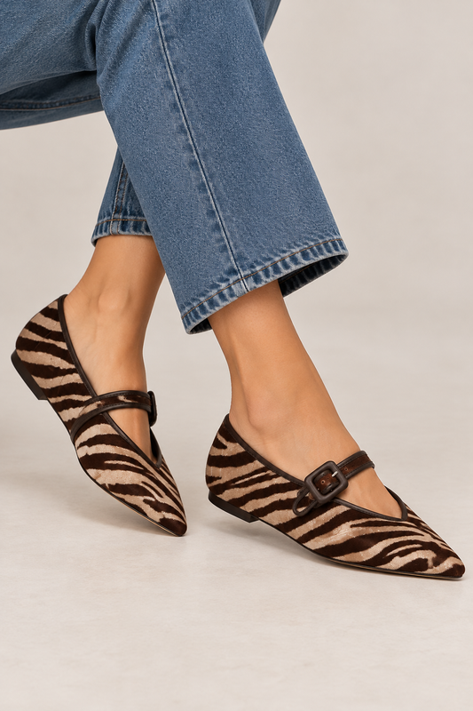 Loeffler Randall Junia Zebra Mary Jane Flat