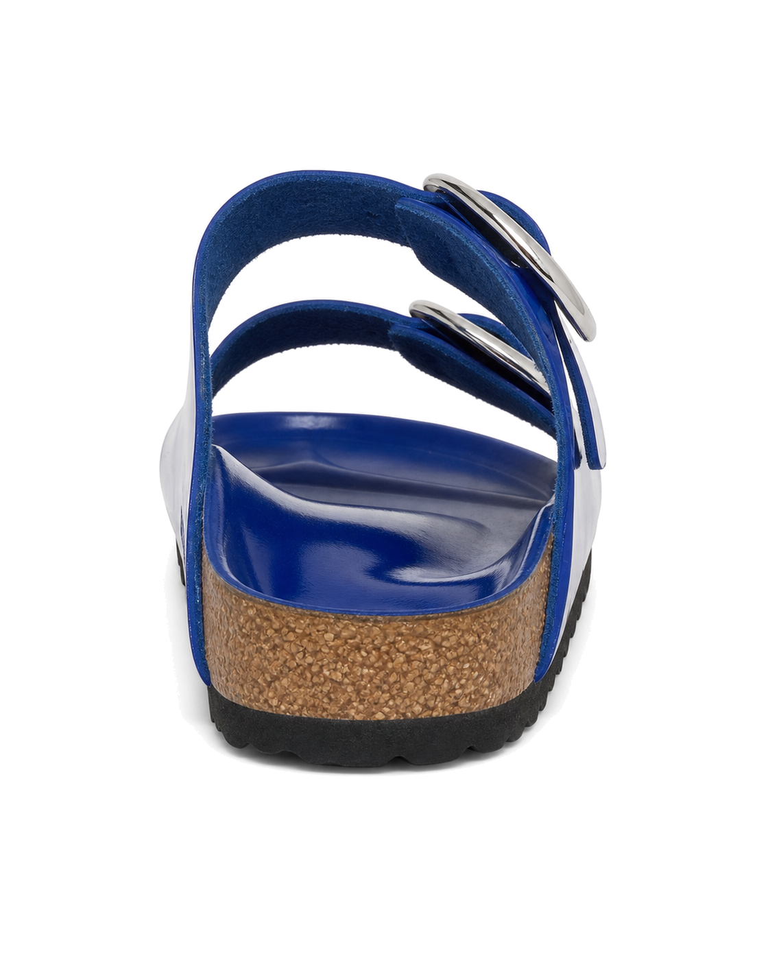Birkenstock Arizona Big Buckle Sandals is a glossy blue leather finish with oversized silver buckles - view 3