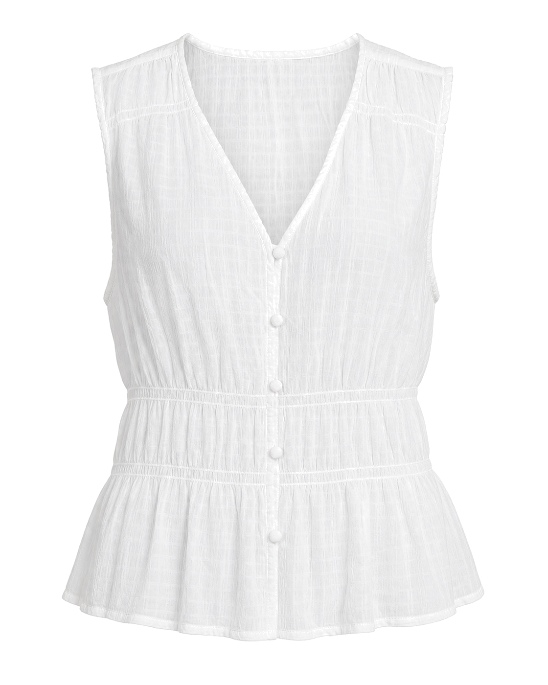 Sanctuary White sleeveless textured peplum Blouse with button front - view 1