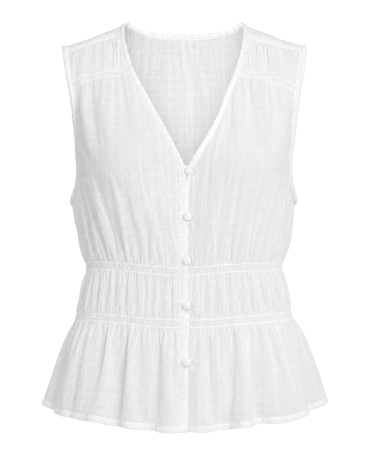Sanctuary White sleeveless textured peplum Blouse with button front - view 1