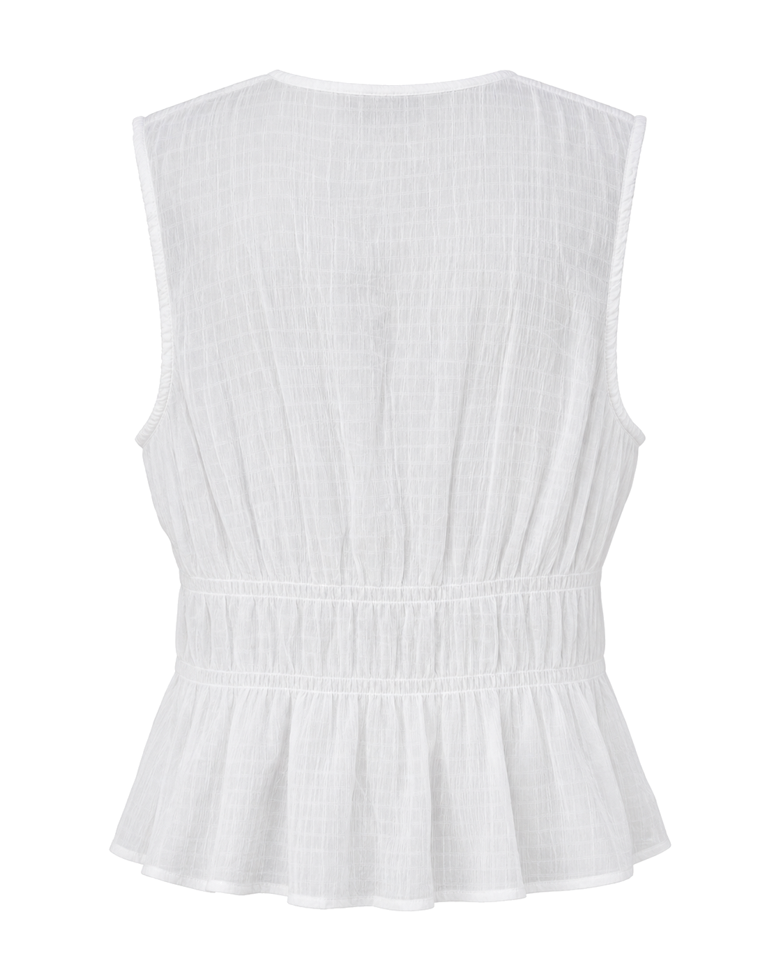 Sanctuary White sleeveless textured peplum Blouse with button front - view 2