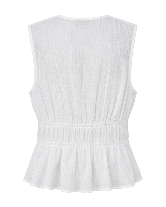 Sanctuary White sleeveless textured peplum Blouse with button front - view 2