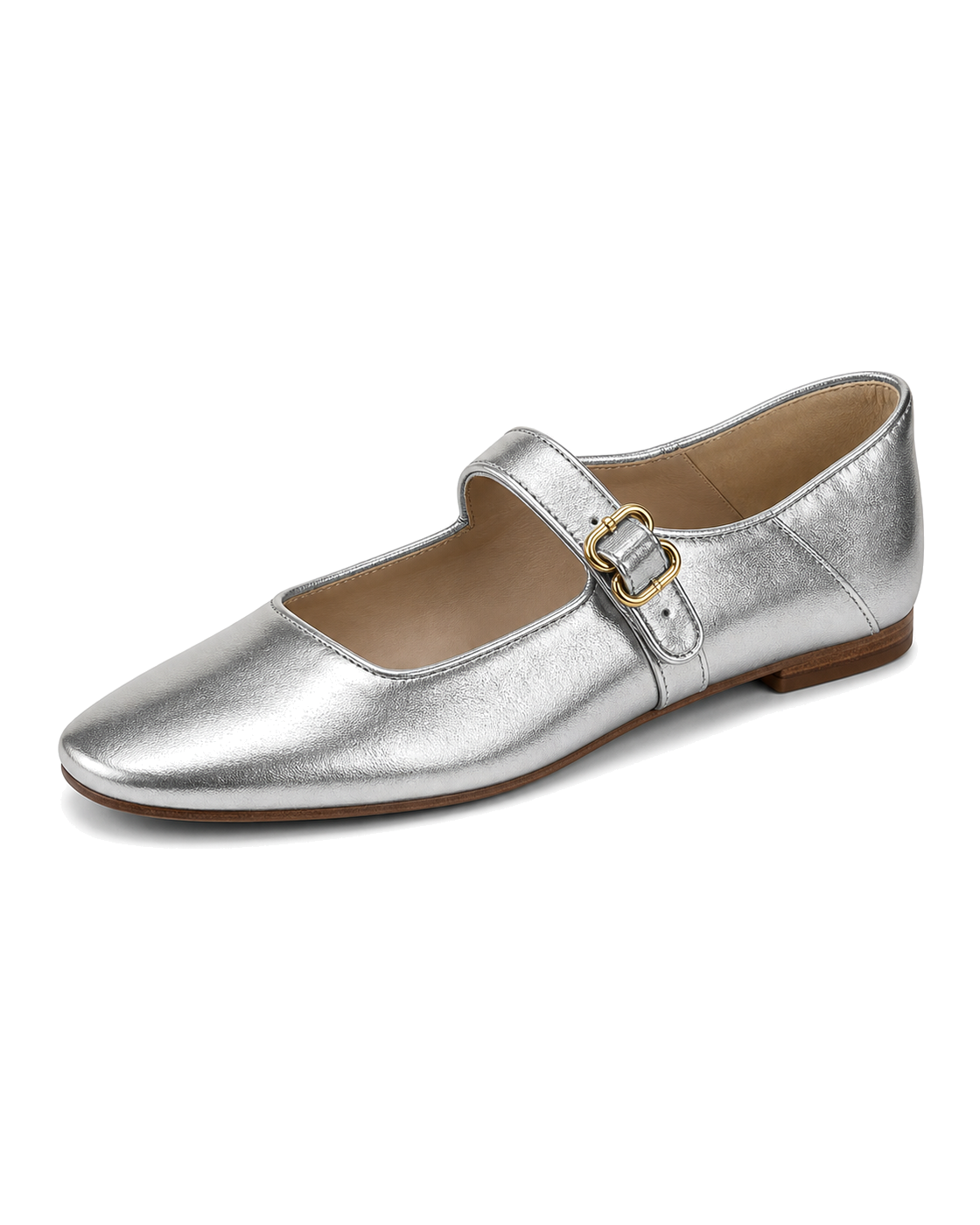 Sam Edelman Silver metallic ballet flats with gold buckle - view 1
