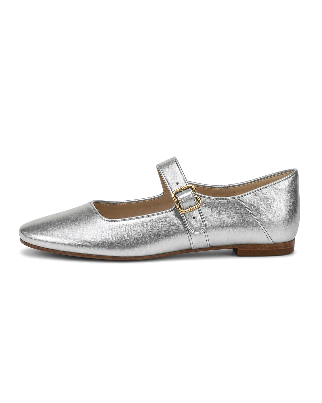Sam Edelman Silver metallic ballet flats with gold buckle - view 2