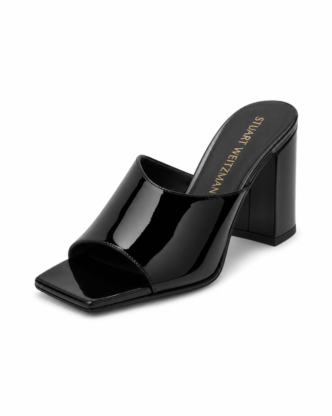Stuart Weitzman black patent leather mules - view 1