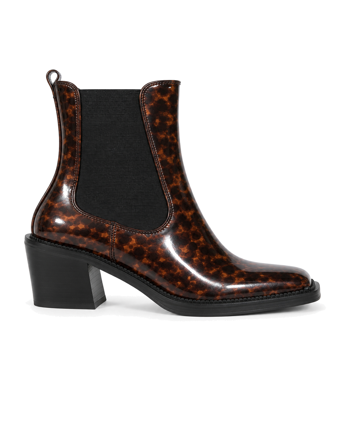 Circus Boots in a tortoiseshell patent finish with a square toe - view 2