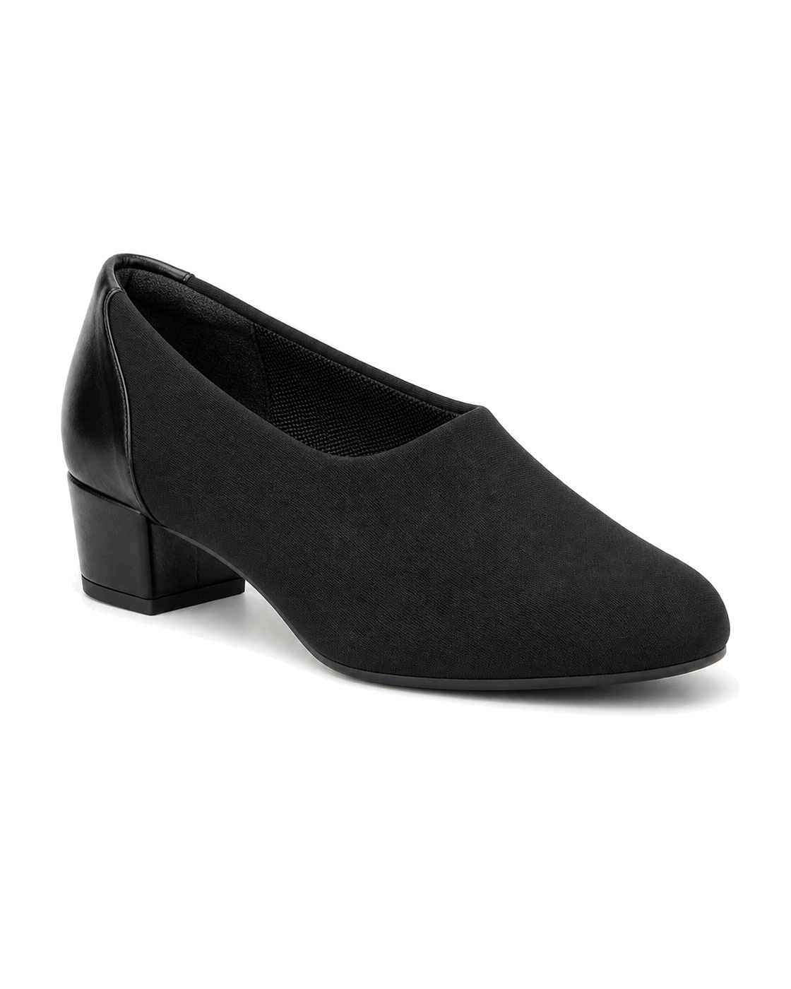 David Tate black leather block heel toe pump - view 1