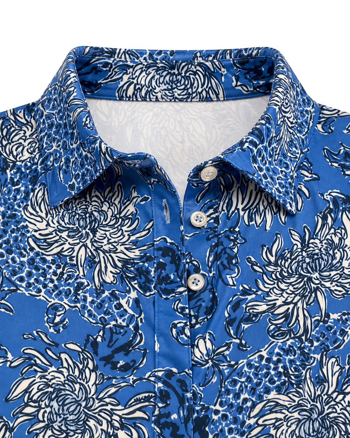 Southern Tide Blue shirt with white floral pattern - view 3