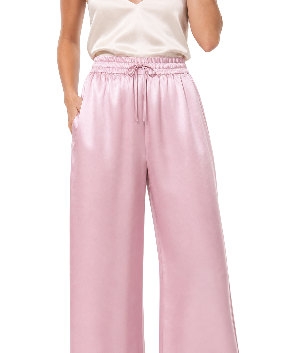 Negative Eclipse Washable Silk Track Pant in Babe - view 3