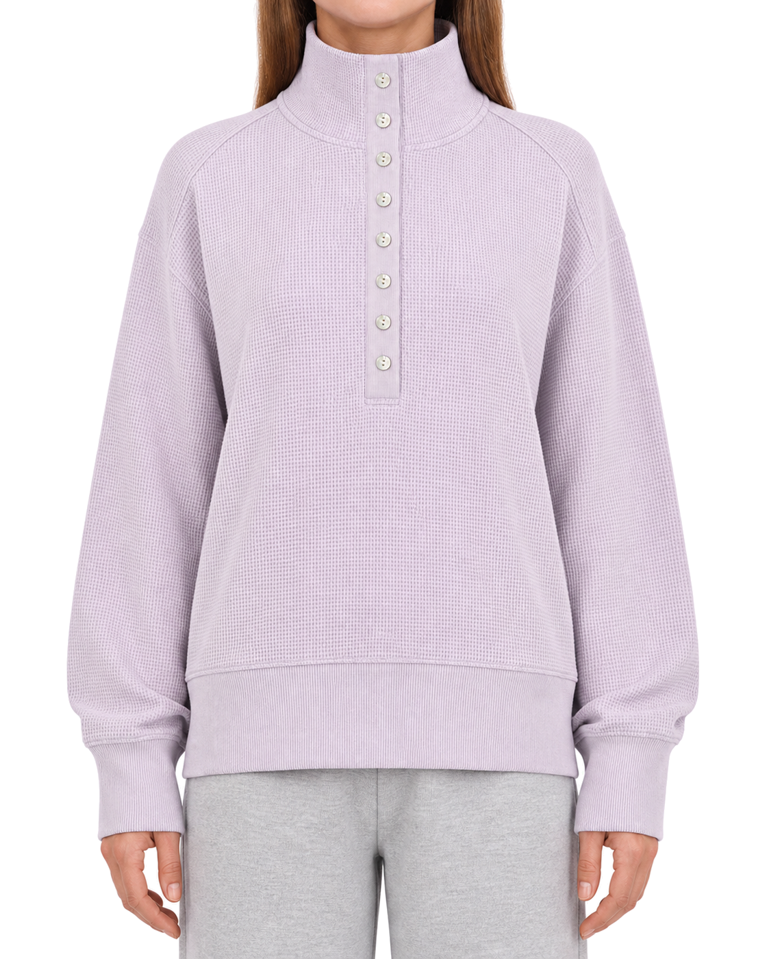 Negative Waffle Knit Pullover in Lilac - view 3