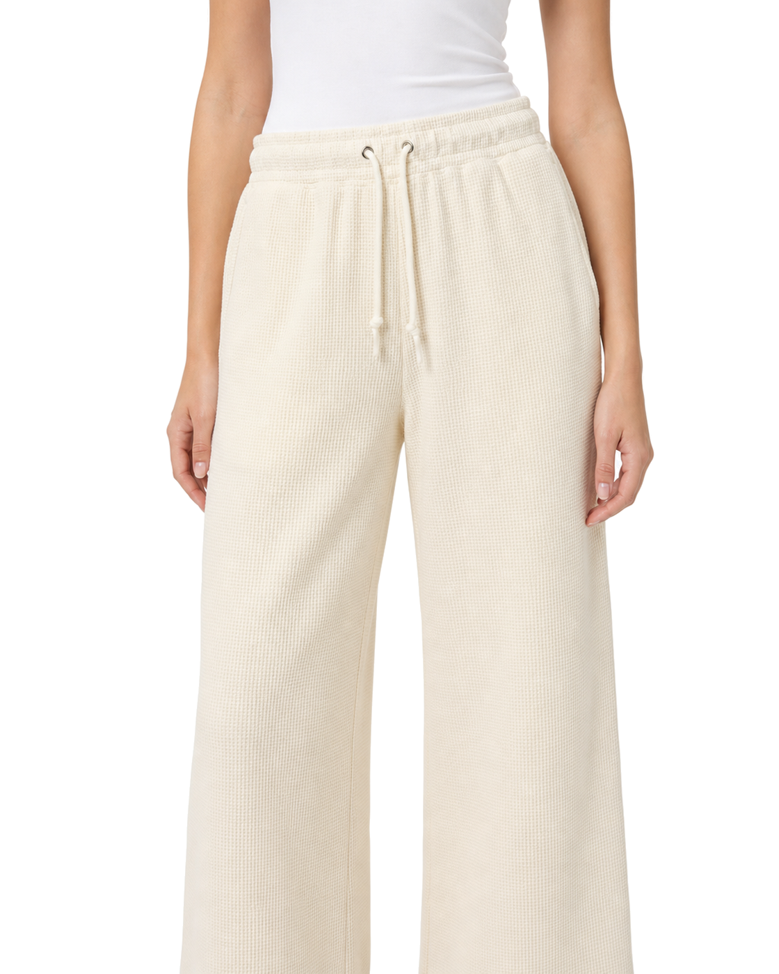 Negative Waffle Knit Track Pant in Cream - view 3