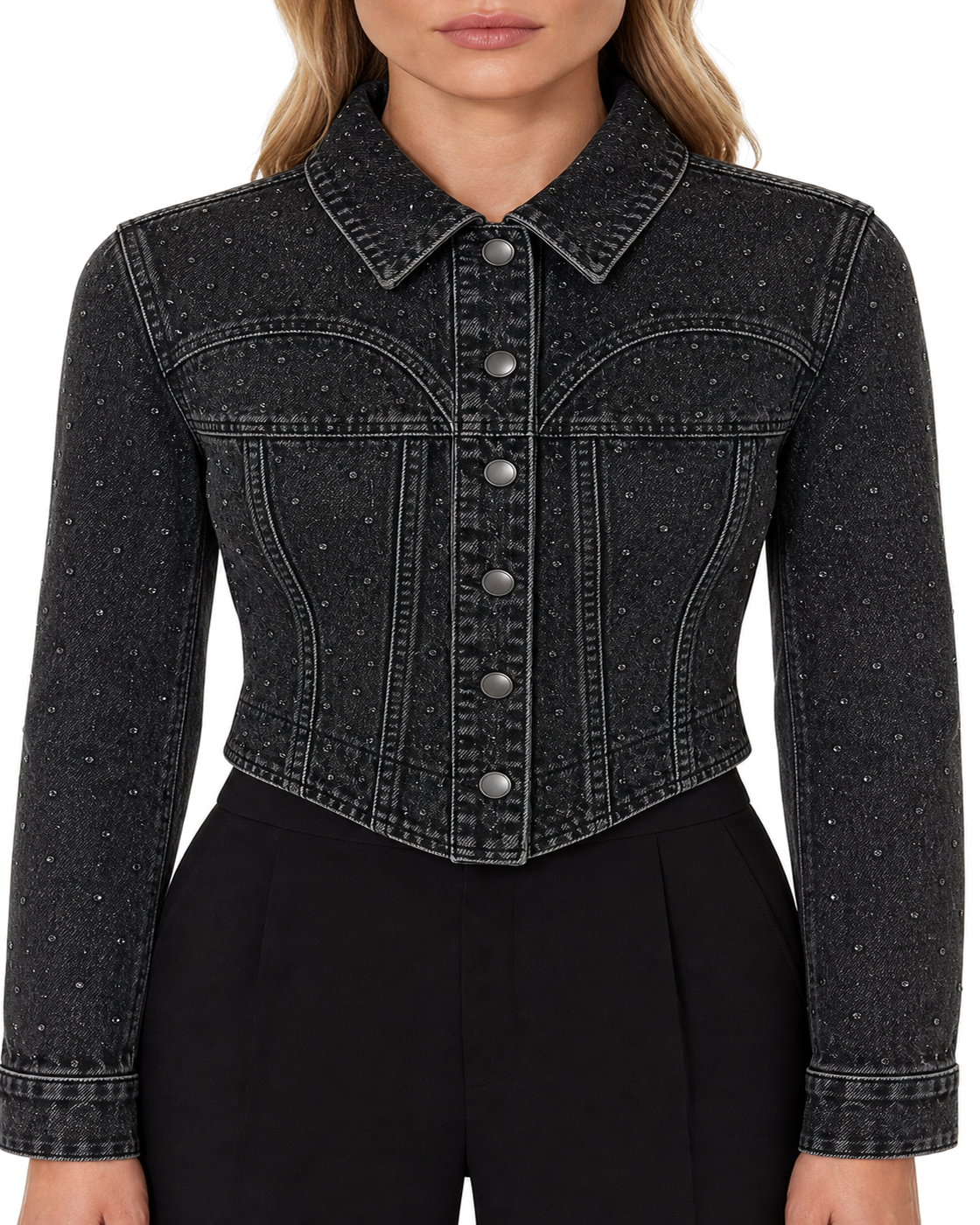 Good American DOLLY CRYSTAL DENIM JACKET - view 3