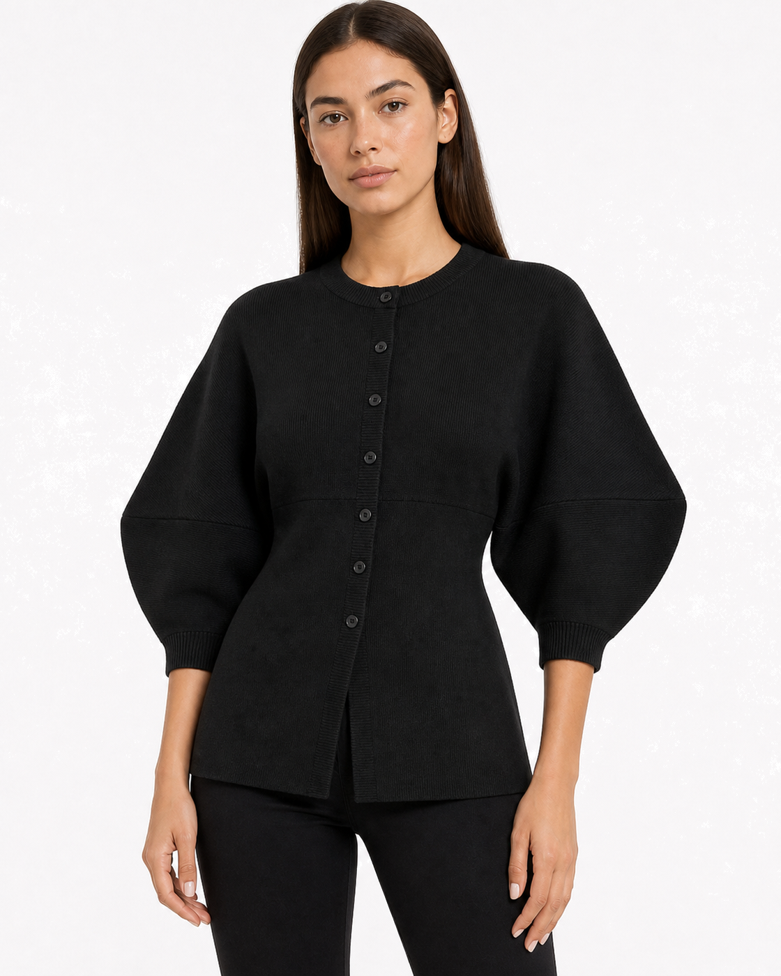 Good American EXAGGERATED SLEEVE CARDIGAN SWEATER - view 3