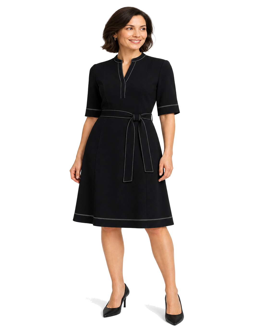 M.M.LaFleur Lauleh Tunic Dress - Everyday Crepe with Topstitch - view 3