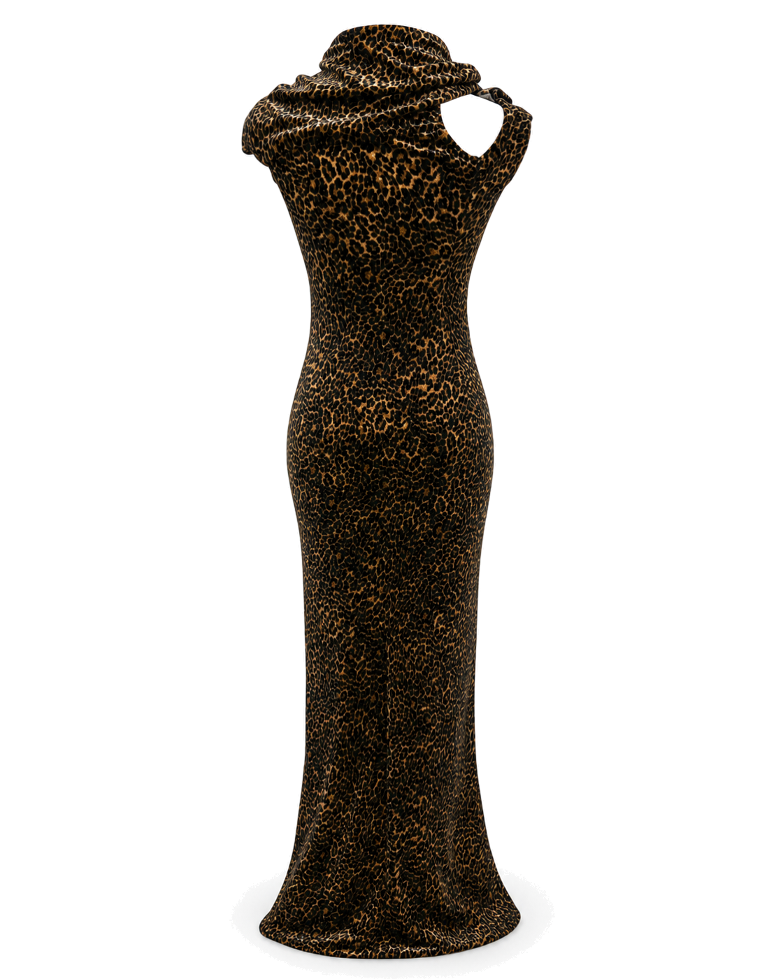 Good American VELVET HIGH NECK MAXI DRESS | MINI LUCKY LEOPARD - view 2
