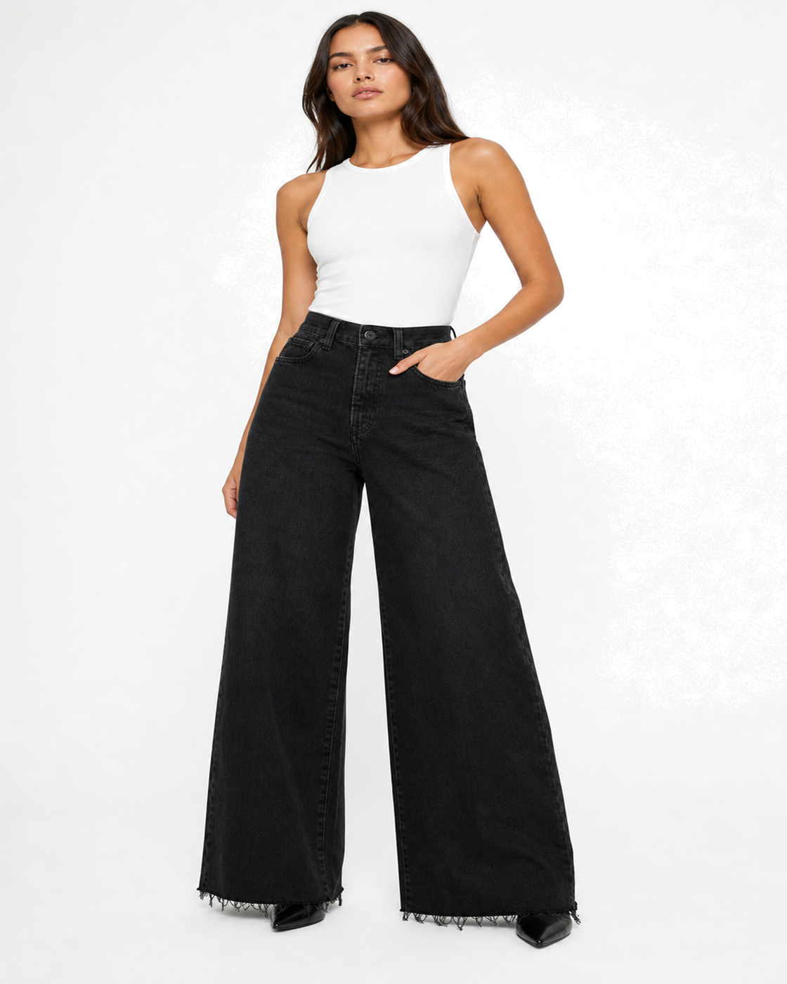Good American SOFT TECH GOOD WAIST PALAZZO JEANS - view 3