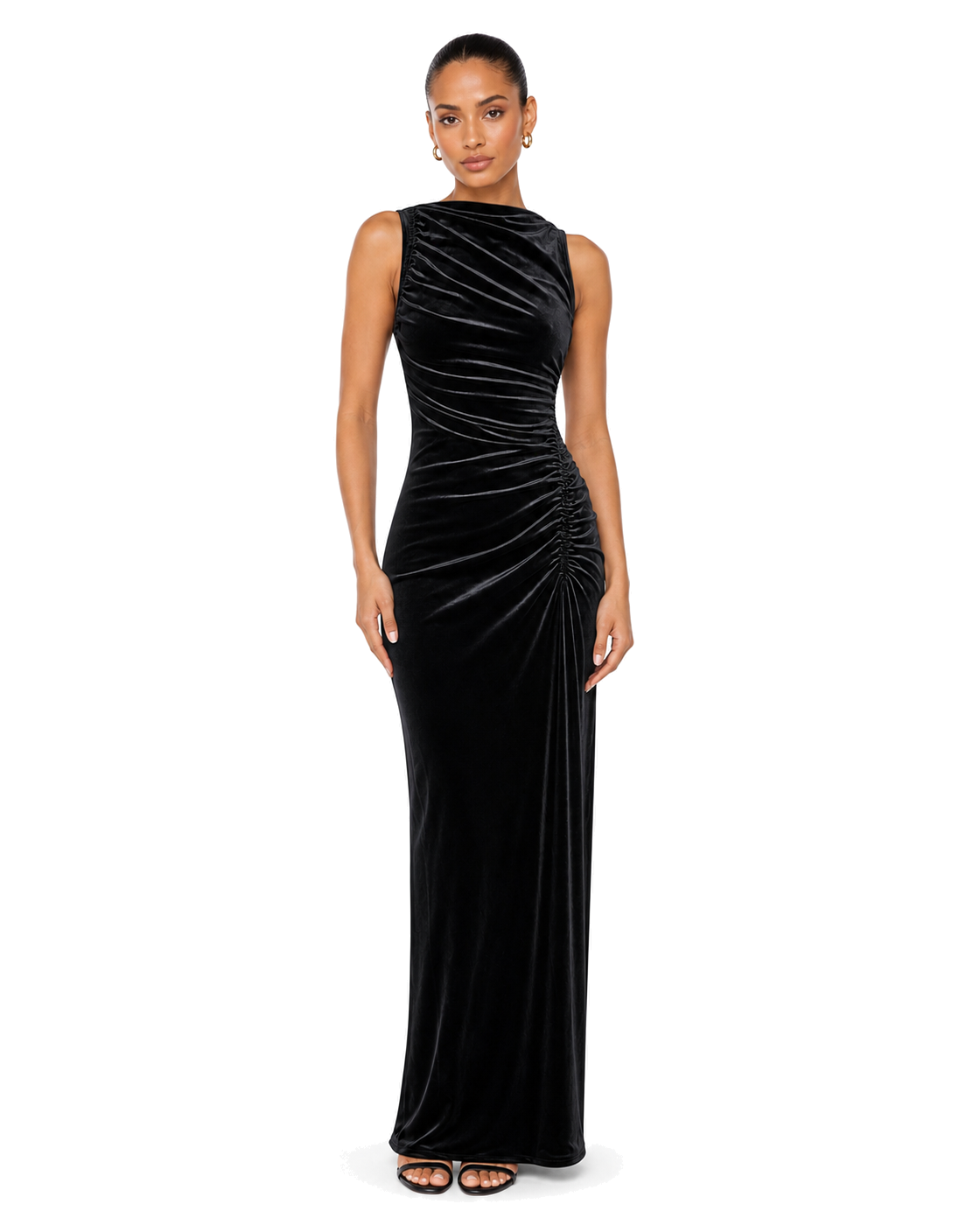 Good American VELVET HIGH NECK MAXI DRESS - view 3