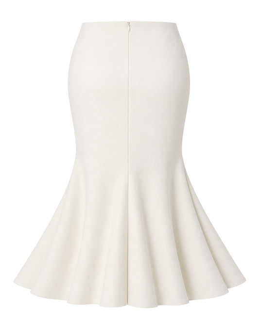 KHY long tailored skirt, brand new with tags. cream tailored, high-waisted, midi length, A-line, minimalist, structured, elegant - view 2