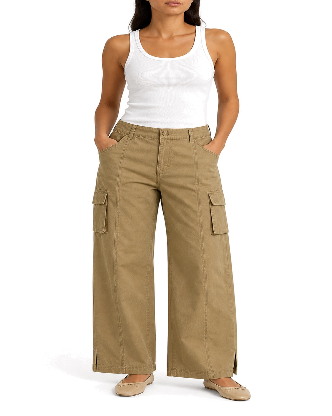 Tan and brown cargo pants - view 3